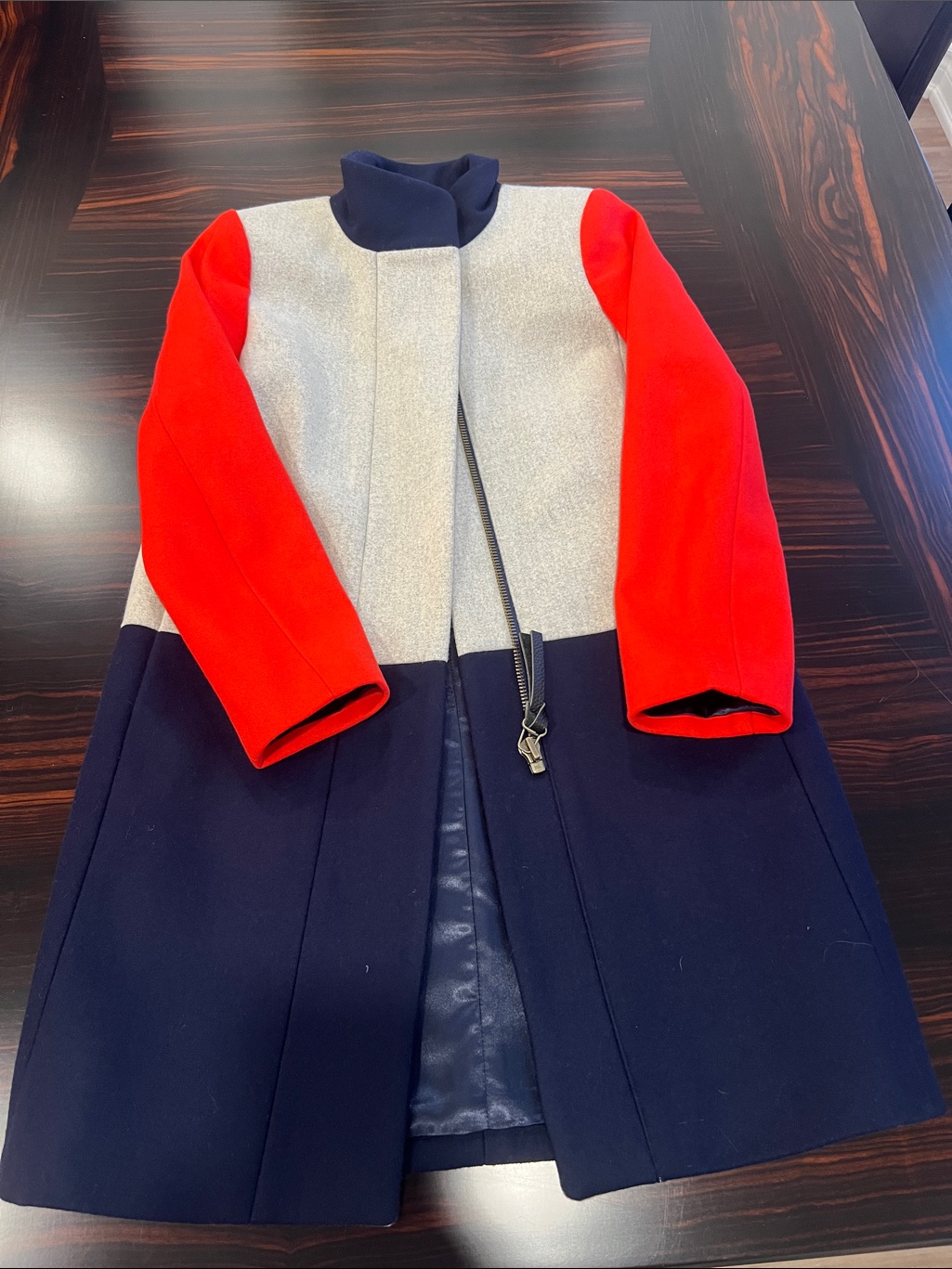 J. Crew Colorblock Pea Coat In Red, Navy & Gray
